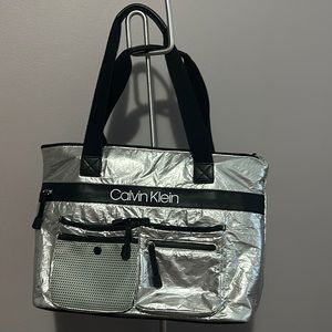 Calvin Klein, Large Purse / Tote, Black & Metallic